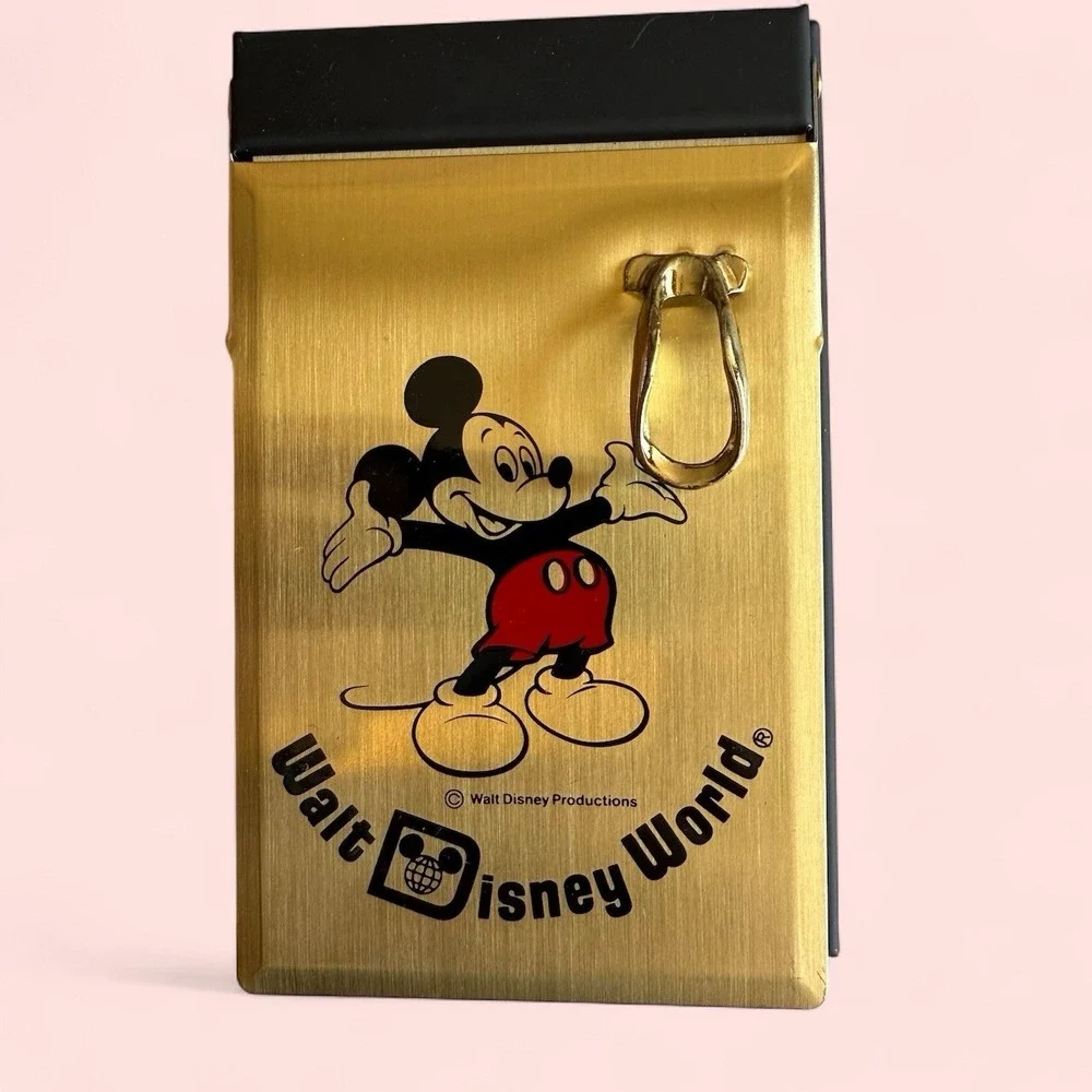 Disneyland Walt Disney Productions  Mickey Mouse Disneyland Brass Toned Memo Pad